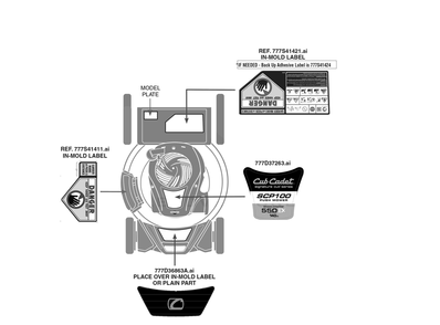 Label Map Diagram and Parts List for SCP100 (11AB9BE710)(2023) Cub Cadet Lawn Mower